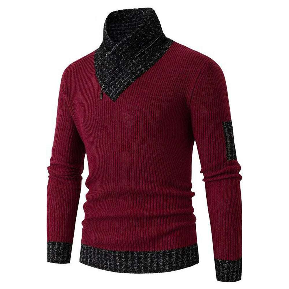 Men's Turtleneck Sweater Scarf Collar Casual Slim Fit Knit Pullover Men's Turtleneck Sweater Scarf Collar Casual Slim Fit Knit Pullover