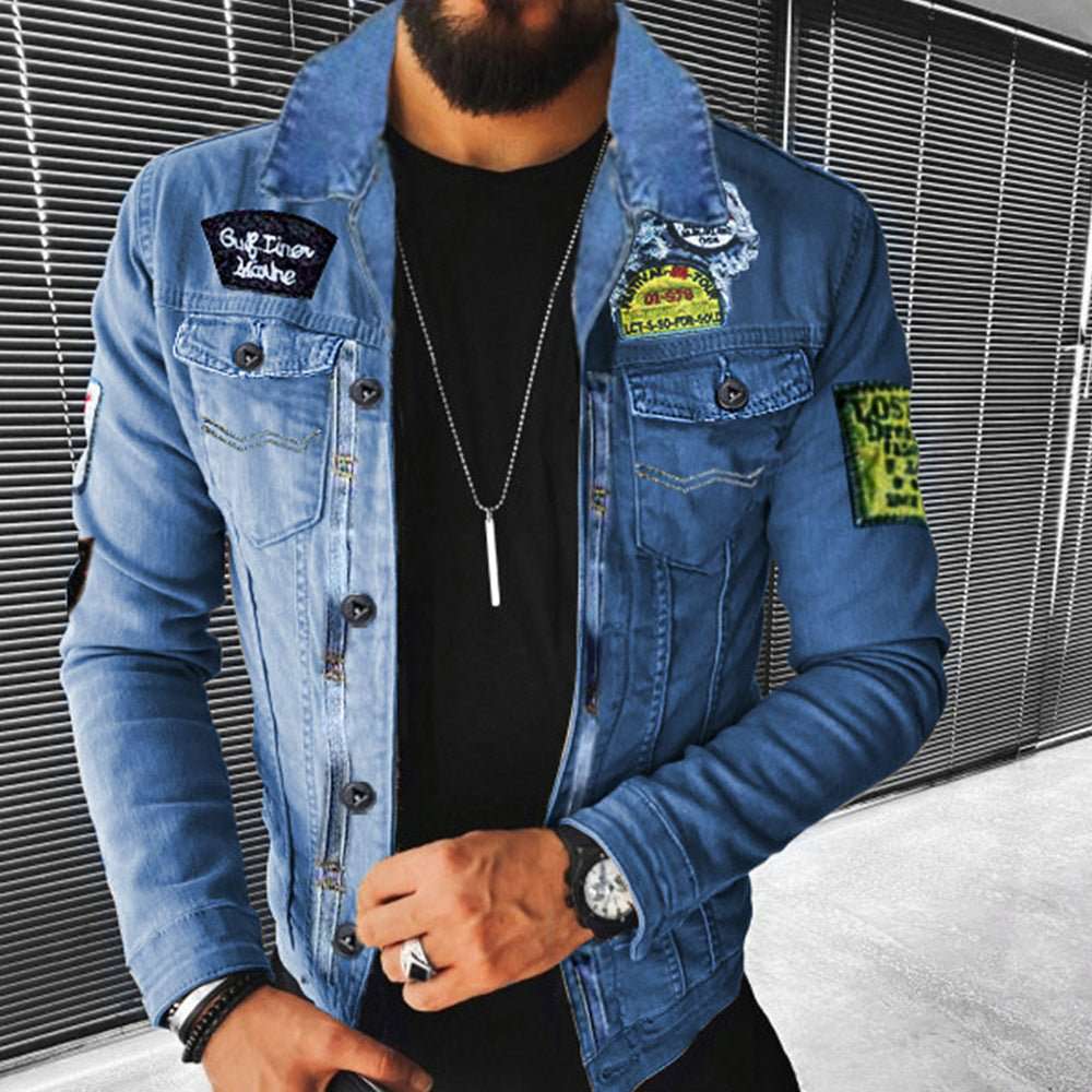 New winter lambswool style thickened denim jacket for men