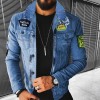New winter lambswool style thickened denim jacket for men