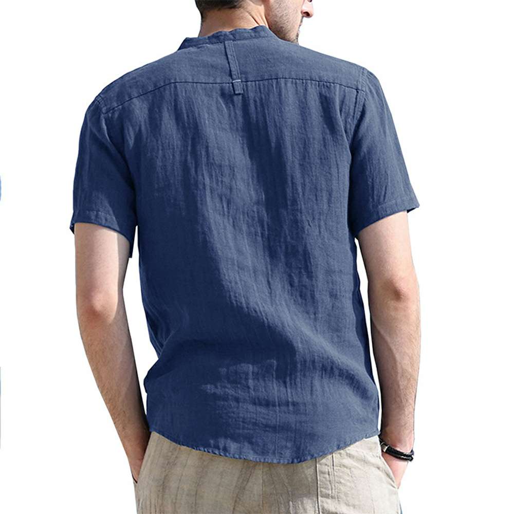 Solid Color Henley Collar Short Sleeve Shirt Solid Color Henley Collar Short Sleeve Shirt
