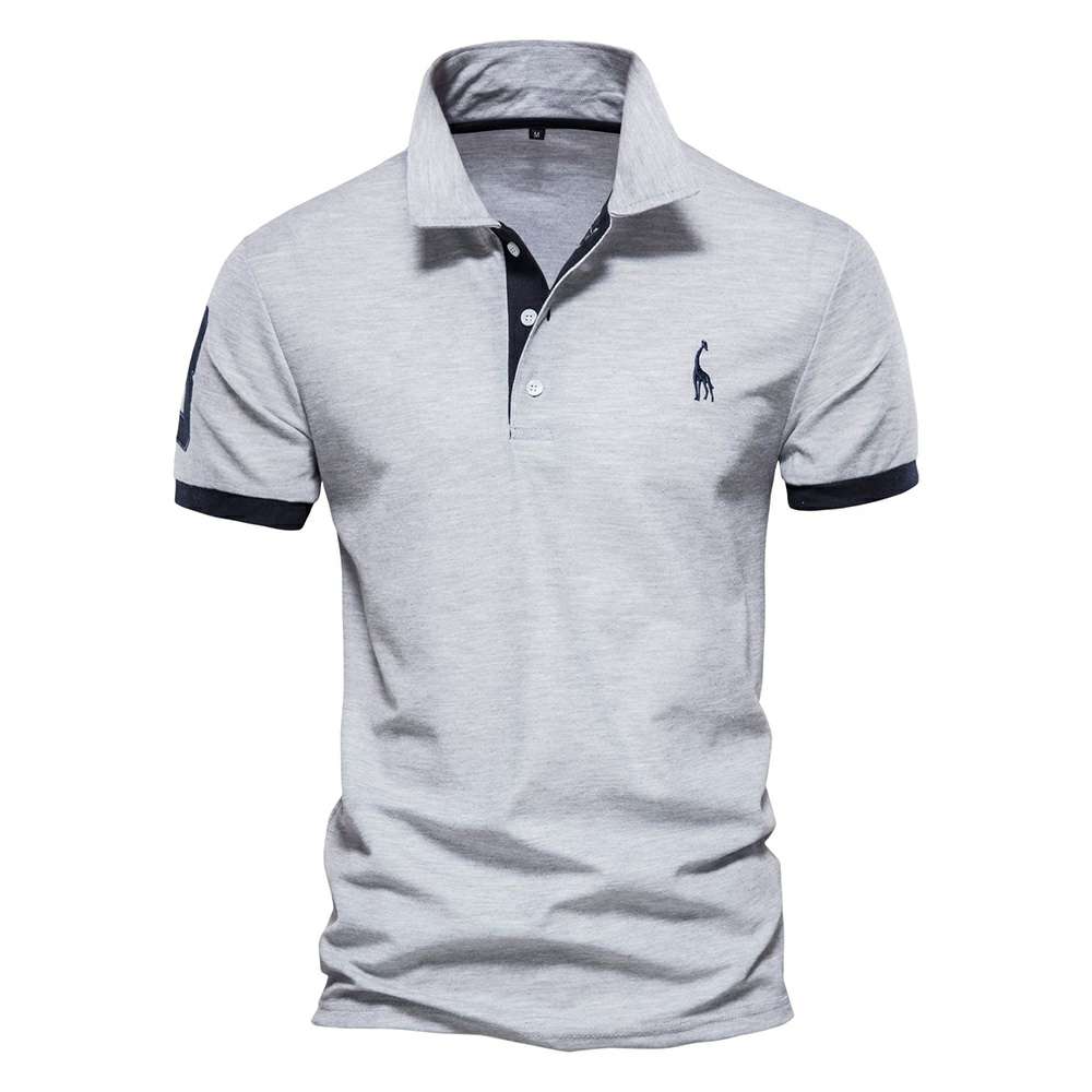 Men's Short Sleeve Fawn Embroidered Polo Shirt P1007 Men's Short Sleeve Fawn Embroidered Polo Shirt P1007