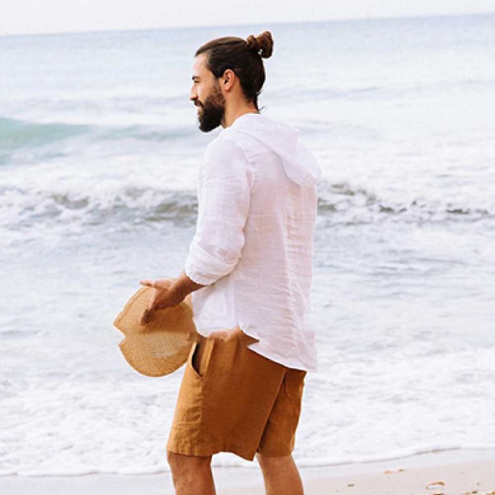 Spring Summer Men's Casual Loose Linen Hoodie
