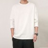 Men's basic solid color cotton round neck loose long-sleeved bottoming shirt
