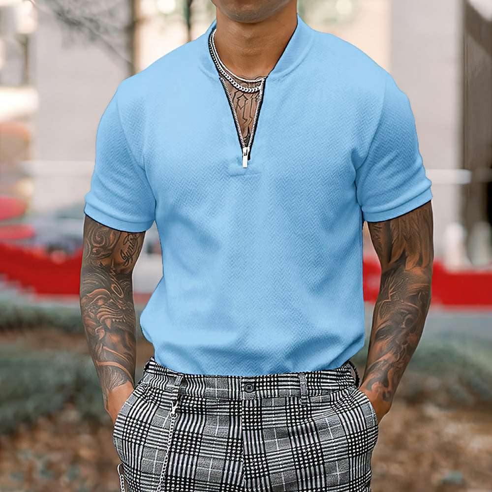 Summer New Men's Casual Tight Zipper POLO Short Sleeves P1139 Summer New Men's Casual Tight Zipper POLO Short Sleeves P1139