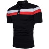 Striped color matching fashion lapel polo shirt men's short sleeves P1135 Striped color matching fashion lapel polo shirt men's short sleeves P1135