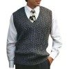 Men's cable plain color V-neck casual knitted vest