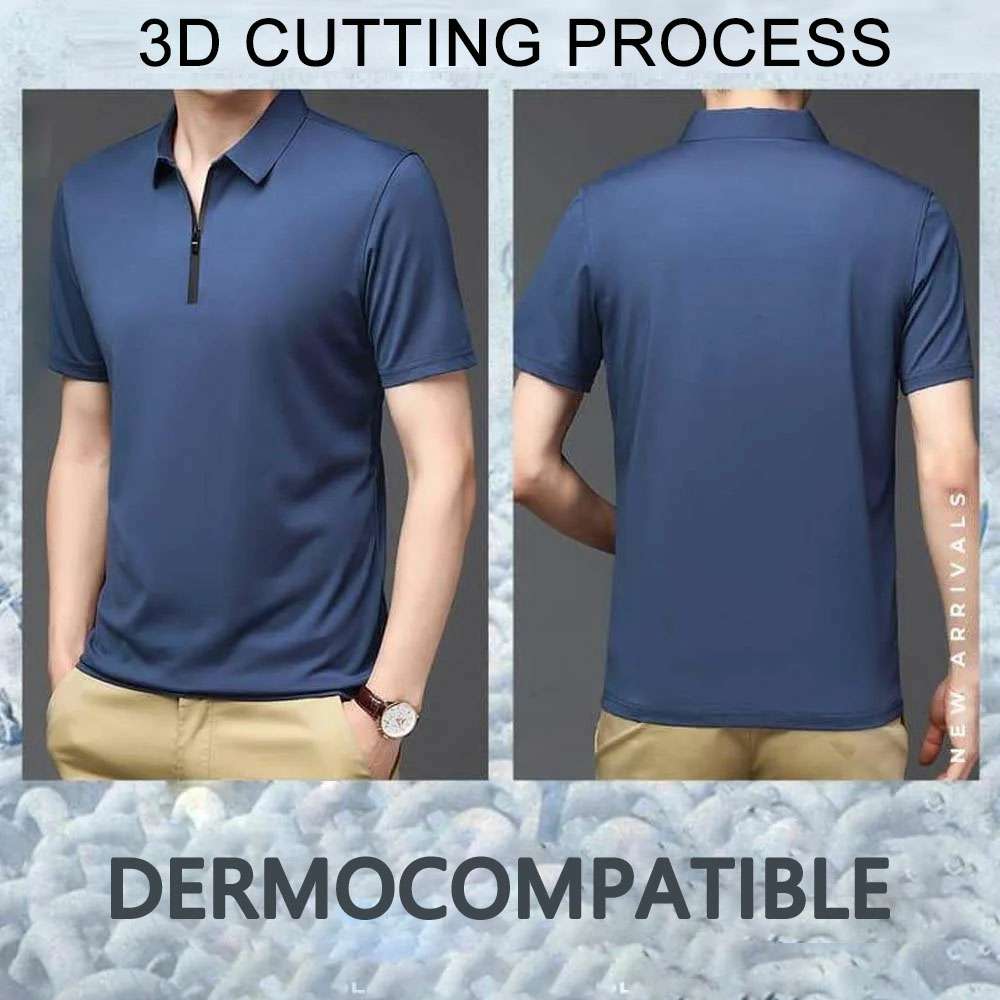 Summer new men's fashion ice silk seamless breathable POLO shirt P1120