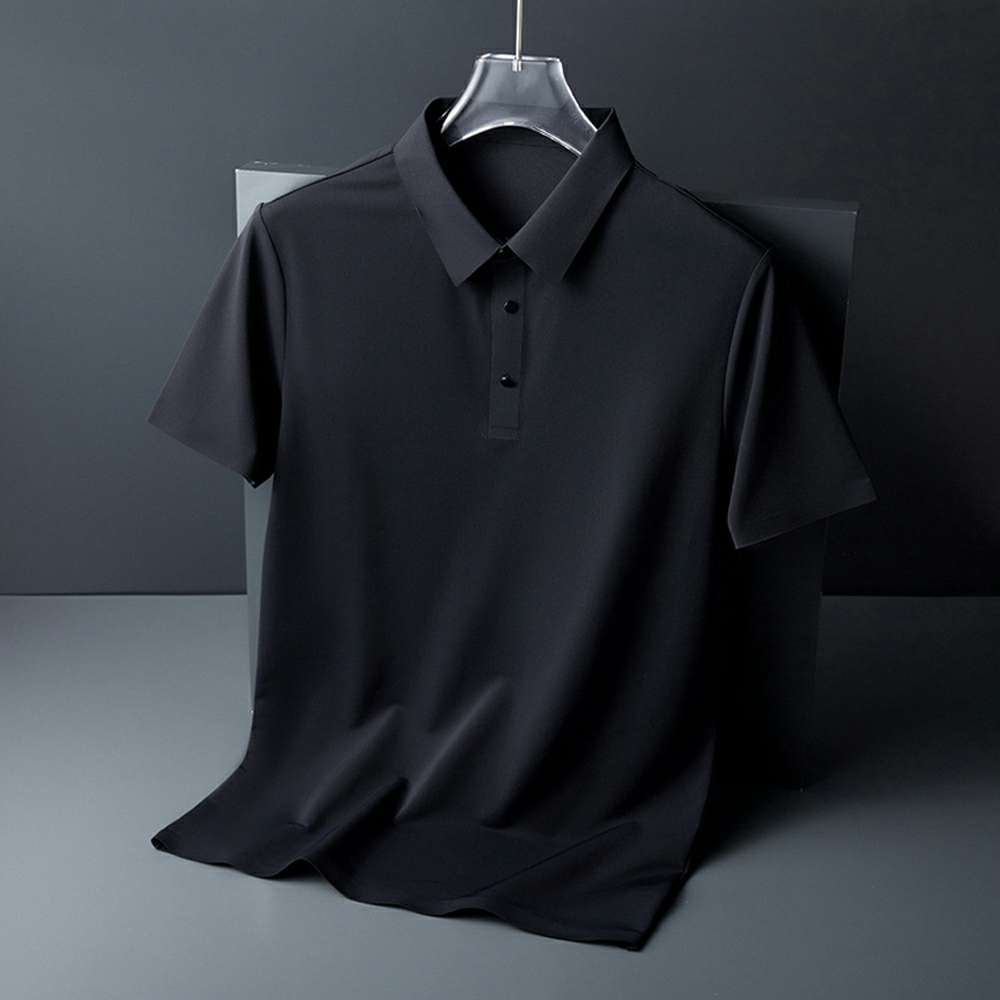 Summer new high-end men's ice silk seamless business short-sleeved lapel polo shirt Summer new high-end men's ice silk seamless business short-sleeved lapel polo shirt