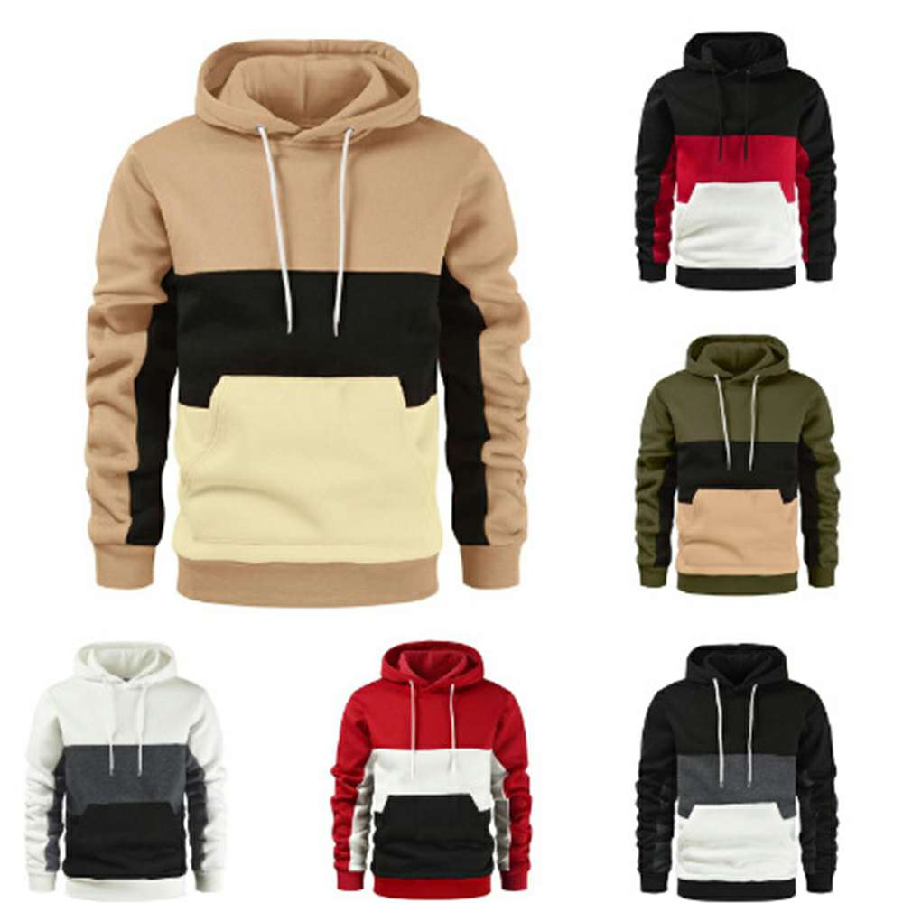 Men's spring autumn winter fashion color block hoodie