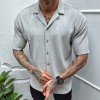 New solid color short-sleeved shirt men's casual cardigan
