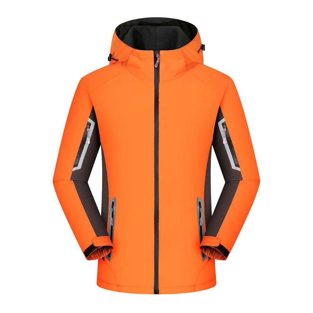 Couples style reflective warm outdoor hooded jacket