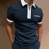 Fashion men's color block zip collar short sleeve polo shirt P1132 Fashion men's color block zip collar short sleeve polo shirt P1132