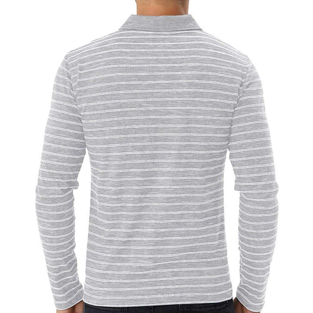 New Men Striped Casual Breathable Long Sleeve Polo Shirt New Men Striped Casual Breathable Long Sleeve Polo Shirt