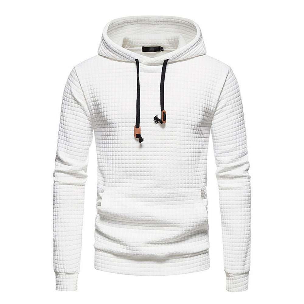 New Men's Fashion Check Casual Pocket Pullover Hoodie