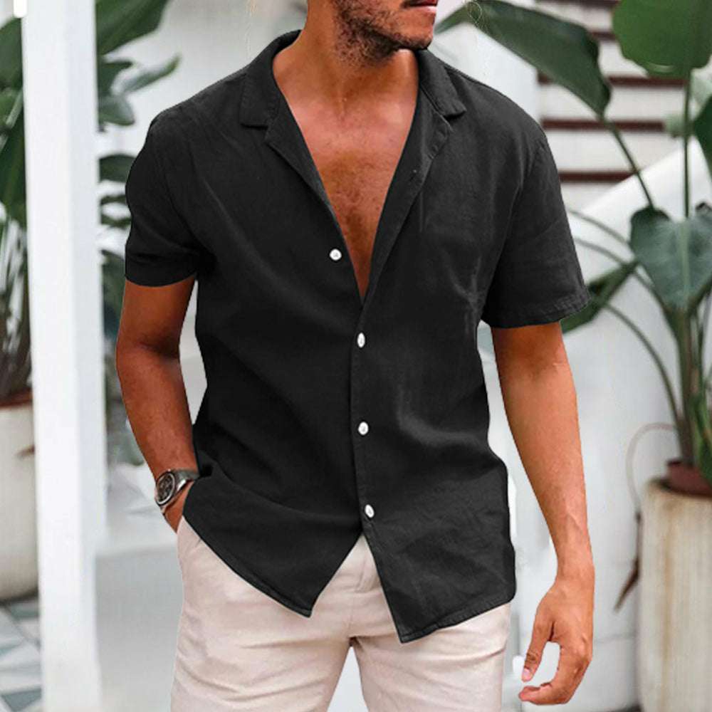 Short-sleeved shirt in breathable linen for men Short-sleeved shirt in breathable linen for men