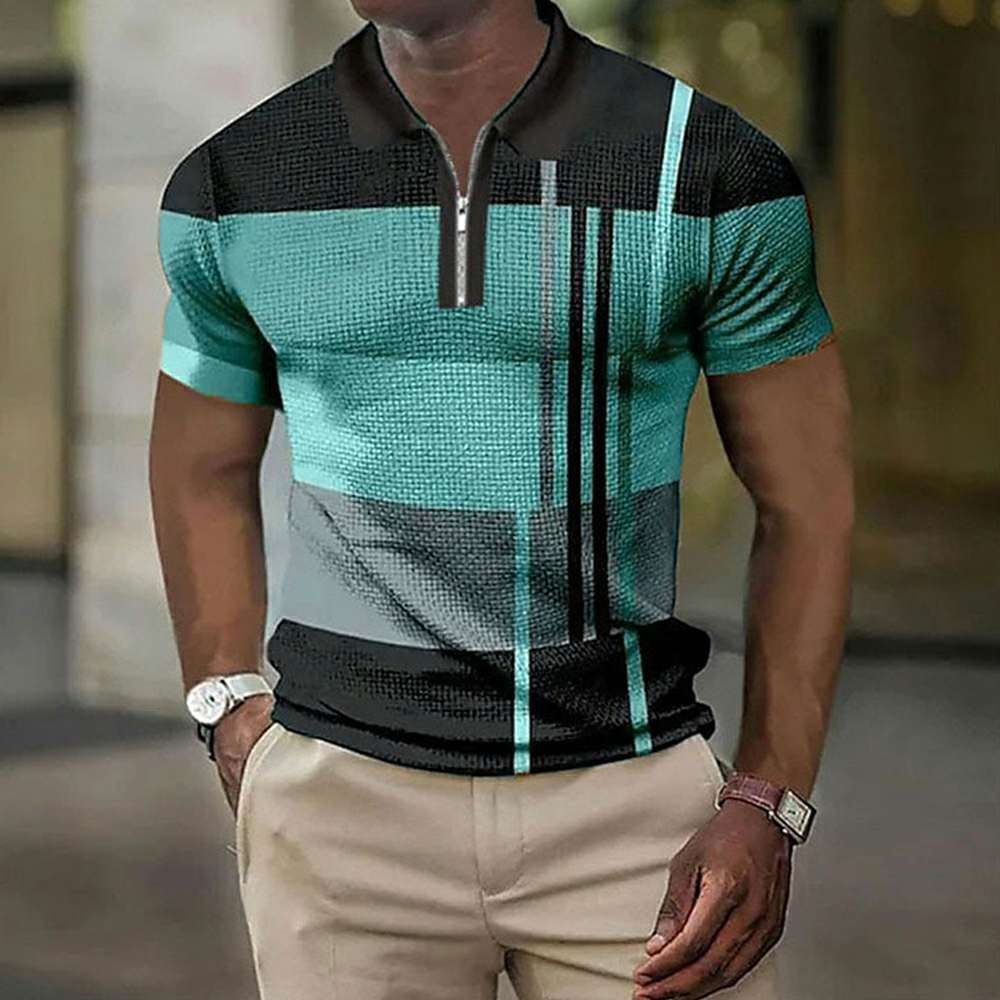 Summer Fashion Men's Color Block Polo Shirt P1113