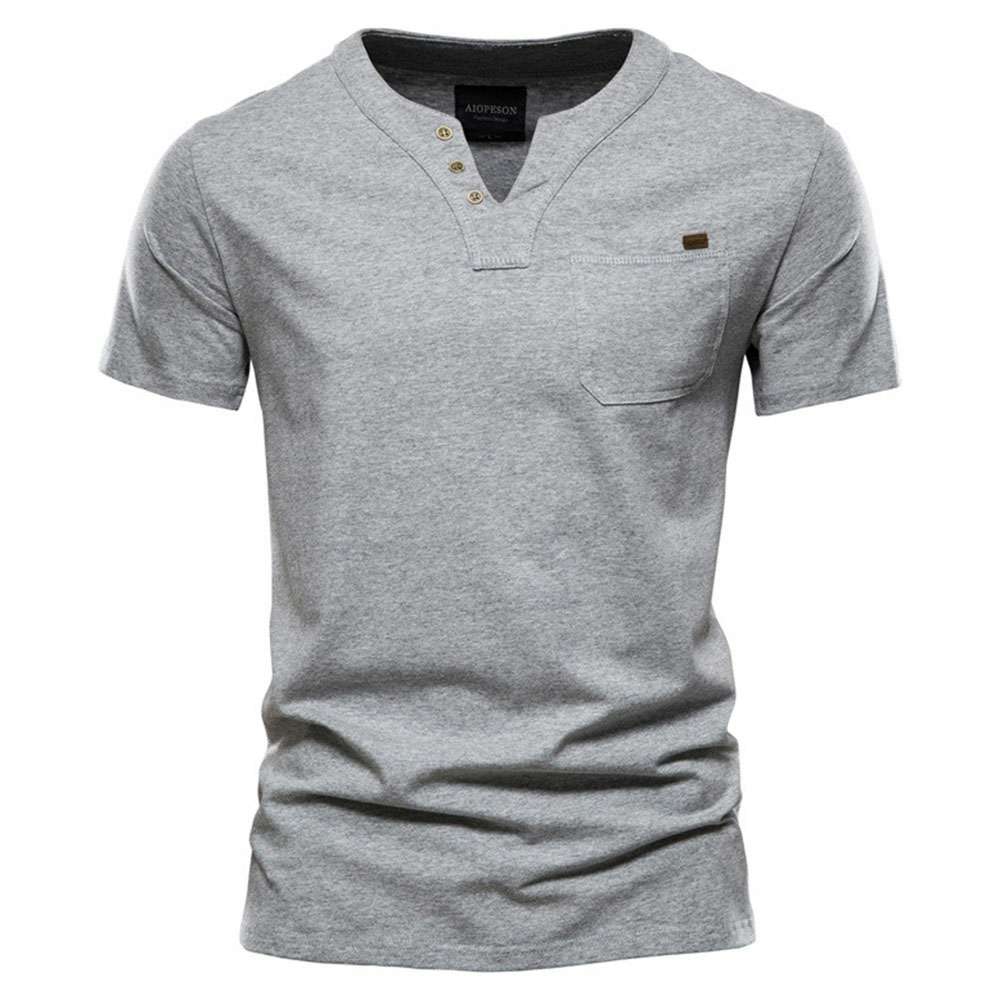 Summer new men's casual v-neck trend slim cotton short-sleeved T-shirt Summer new men's casual v-neck trend slim cotton short-sleeved T-shirt