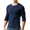 Men's Round Neck Button Long Sleeve T-Shirt Men's Round Neck Button Long Sleeve T-Shirt
