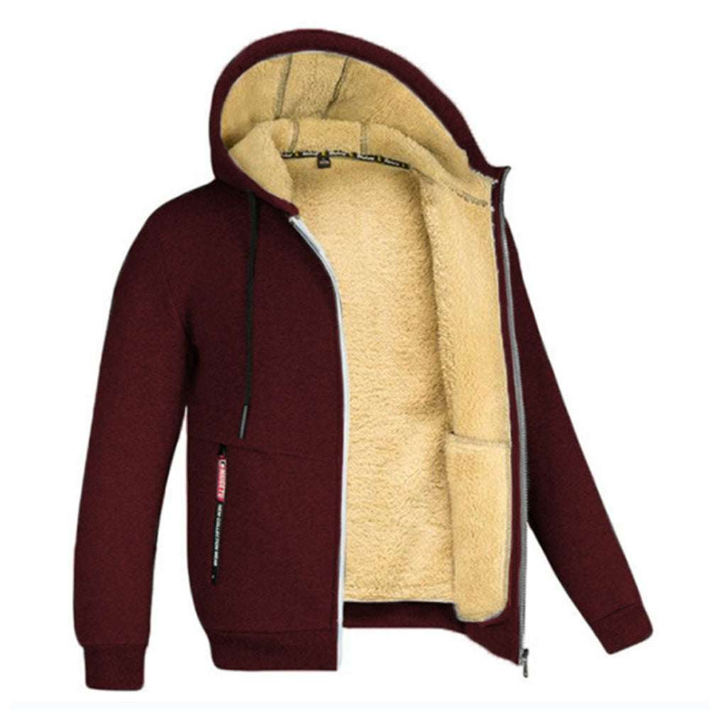 Men's all-match plus fleece thickened zipper hooded sweater cardigan jacket P1247 Men's all-match plus fleece thickened zipper hooded sweater cardigan jacket P1247