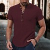 Summer Men's Breathable Linen V-Neck Button Short Sleeve Shirt Summer Men's Breathable Linen V-Neck Button Short Sleeve Shirt
