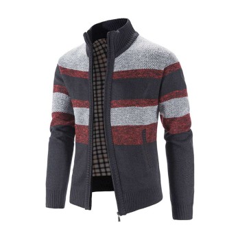 Men's Fashion Stripe Colorblock Sweater Cardigan Jacket P1231