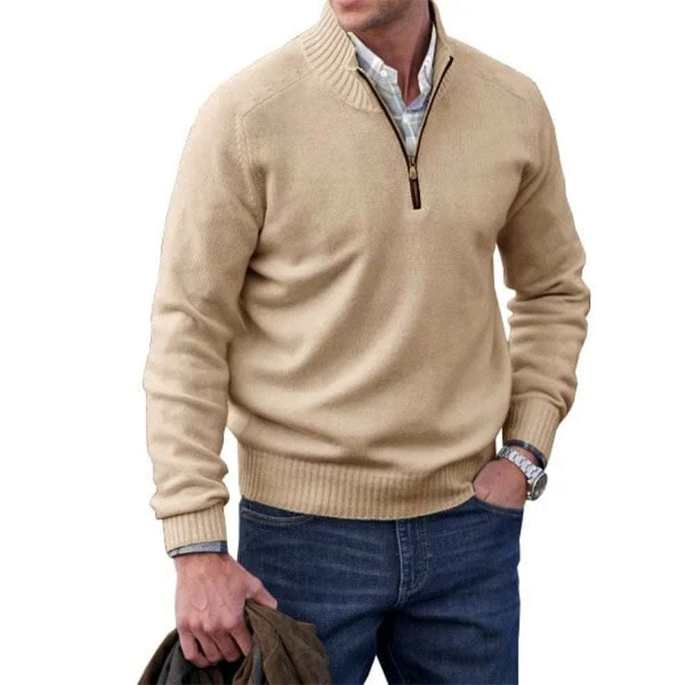 Men's Fashion Stand Collar Zipper Thermal Sweater