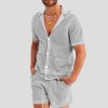 Summer new men's hollow icy breathable casual thin short-sleeved shorts suit Summer new men's hollow icy breathable casual thin short-sleeved shorts suit