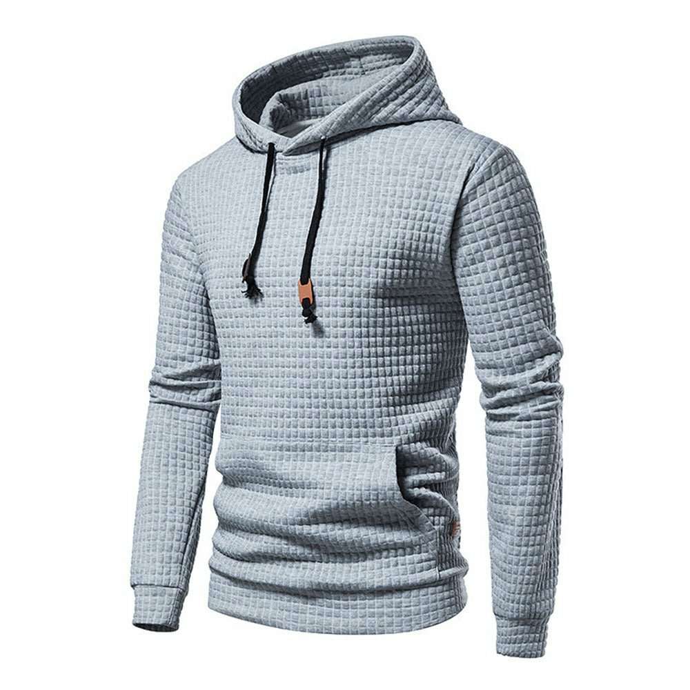 New Men's Fashion Check Casual Pocket Pullover Hoodie