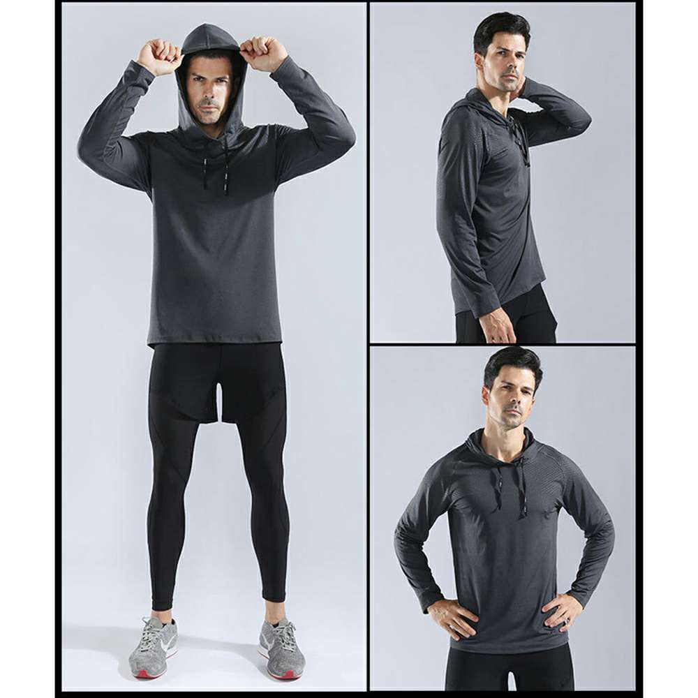 Men's Long Sleeve Hooded Quick Dry Sports Sweatshirt P1172