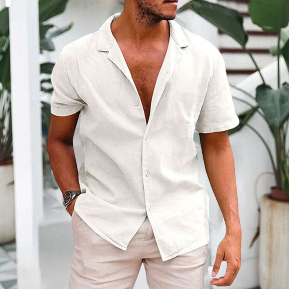 Short-sleeved shirt in breathable linen for men Short-sleeved shirt in breathable linen for men