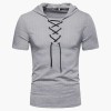 Lace-up short-sleeved hooded T-shirt P1055 Lace-up short-sleeved hooded T-shirt P1055