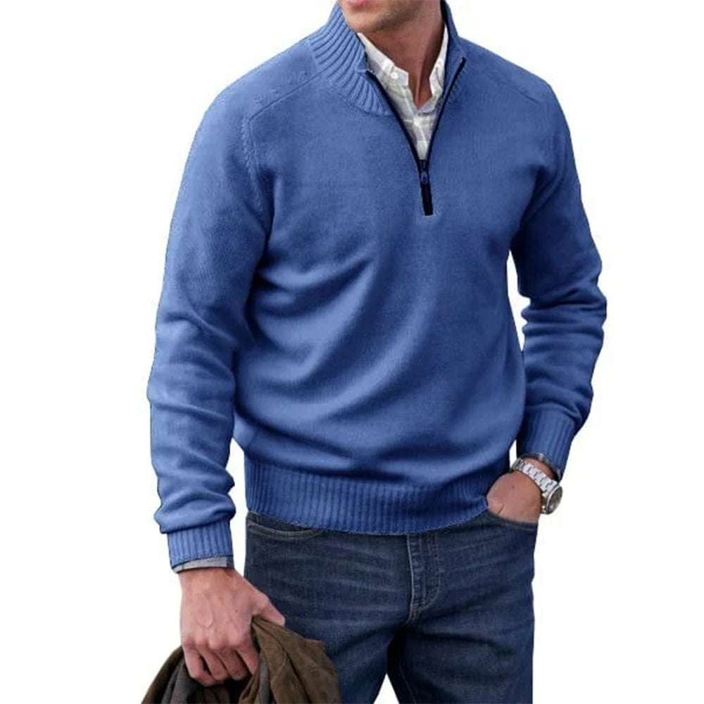 Men's Fashion Stand Collar Zipper Thermal Sweater