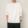 Men's basic solid color cotton round neck loose long-sleeved bottoming shirt