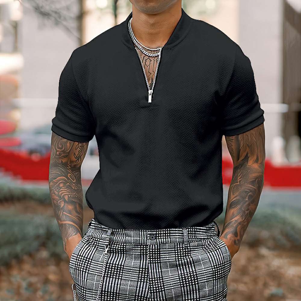 Summer New Men's Casual Tight Zipper POLO Short Sleeves P1139 Summer New Men's Casual Tight Zipper POLO Short Sleeves P1139