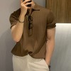 Summer new men's thin section solid color knitted POLO shirt with short sleeves P1107 Summer new men's thin section solid color knitted POLO shirt with short sleeves P1107
