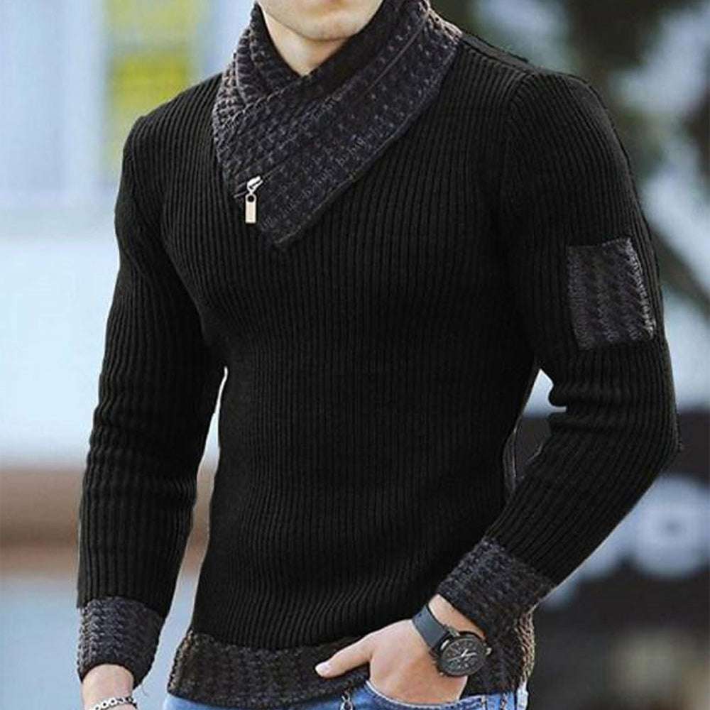 Men's Turtleneck Sweater Scarf Collar Casual Slim Fit Knit Pullover Men's Turtleneck Sweater Scarf Collar Casual Slim Fit Knit Pullover