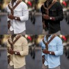New Men's Solid Color Cotton Lapel Pocket Shirt