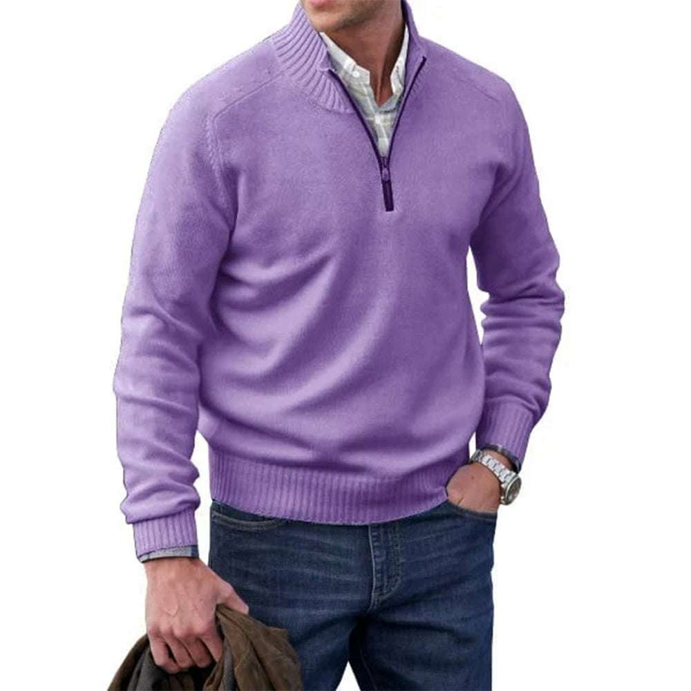 Men's Fashion Stand Collar Zipper Thermal Sweater