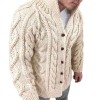 Winter Men's Warm Solid Color Jacquard Cardigan P1213