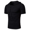 Lace-up short-sleeved hooded T-shirt P1055 Lace-up short-sleeved hooded T-shirt P1055