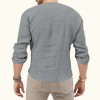 Cotton linen deep v-neck solid color large size long-sleeved T-shirt shirt Cotton linen deep v-neck solid color large size long-sleeved T-shirt shirt