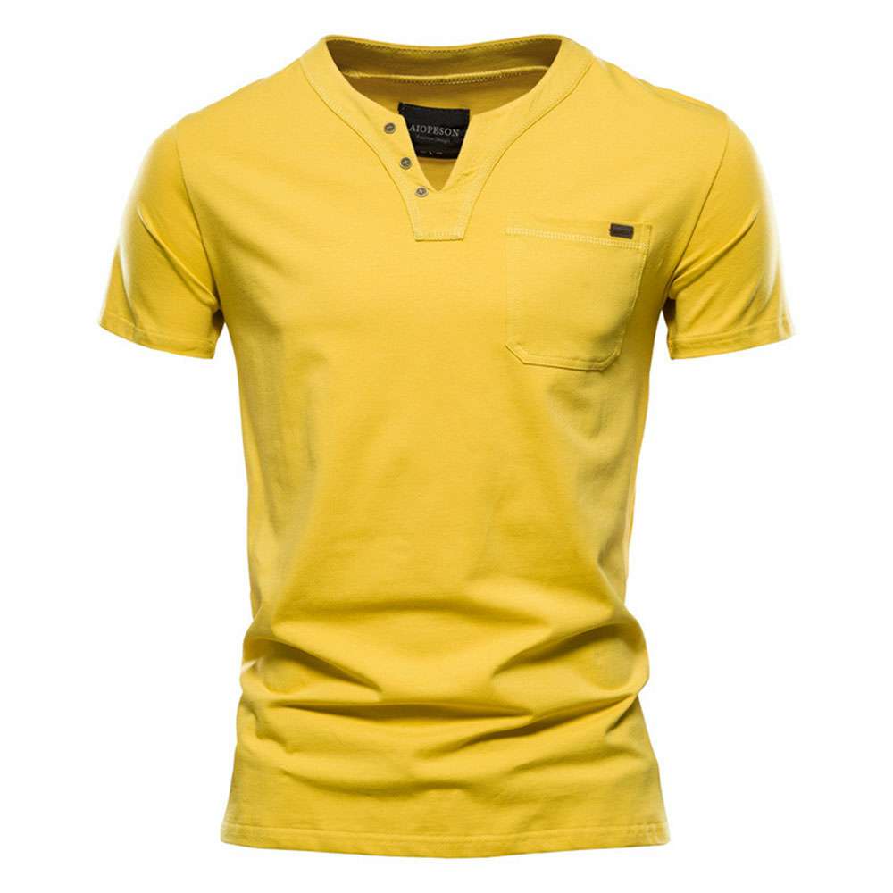 Summer new men's casual v-neck trend slim cotton short-sleeved T-shirt Summer new men's casual v-neck trend slim cotton short-sleeved T-shirt
