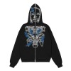 Rhinestone Skull Zip-Up Oversized Coat P1212
