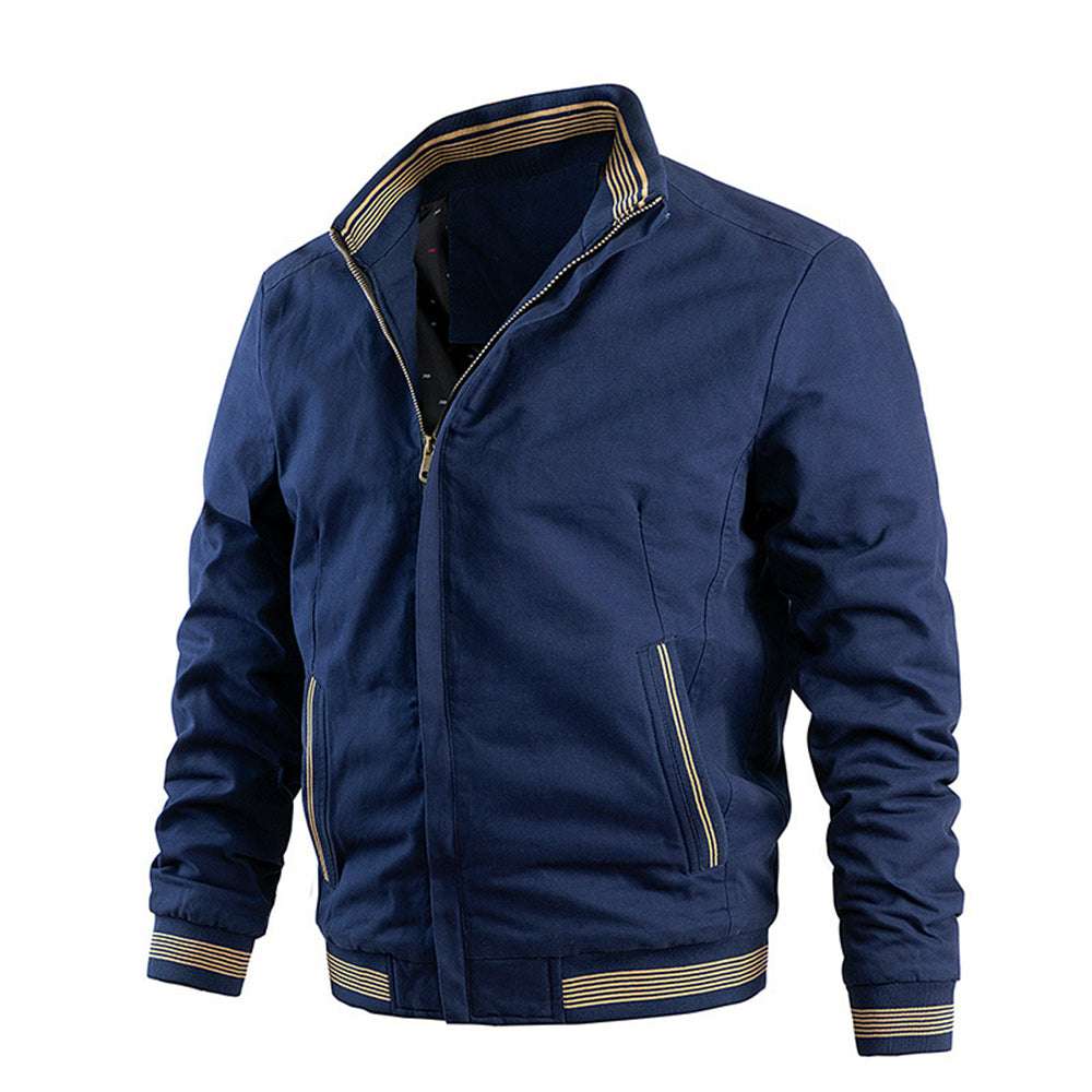 Fashion Men's Rib Neck Solid Jacket Fashion Men's Rib Neck Solid Jacket