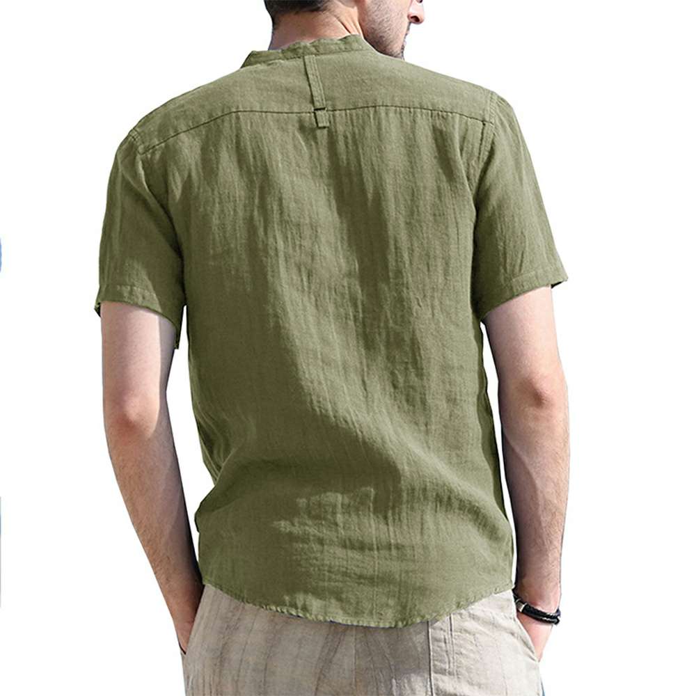 Solid Color Henley Collar Short Sleeve Shirt Solid Color Henley Collar Short Sleeve Shirt