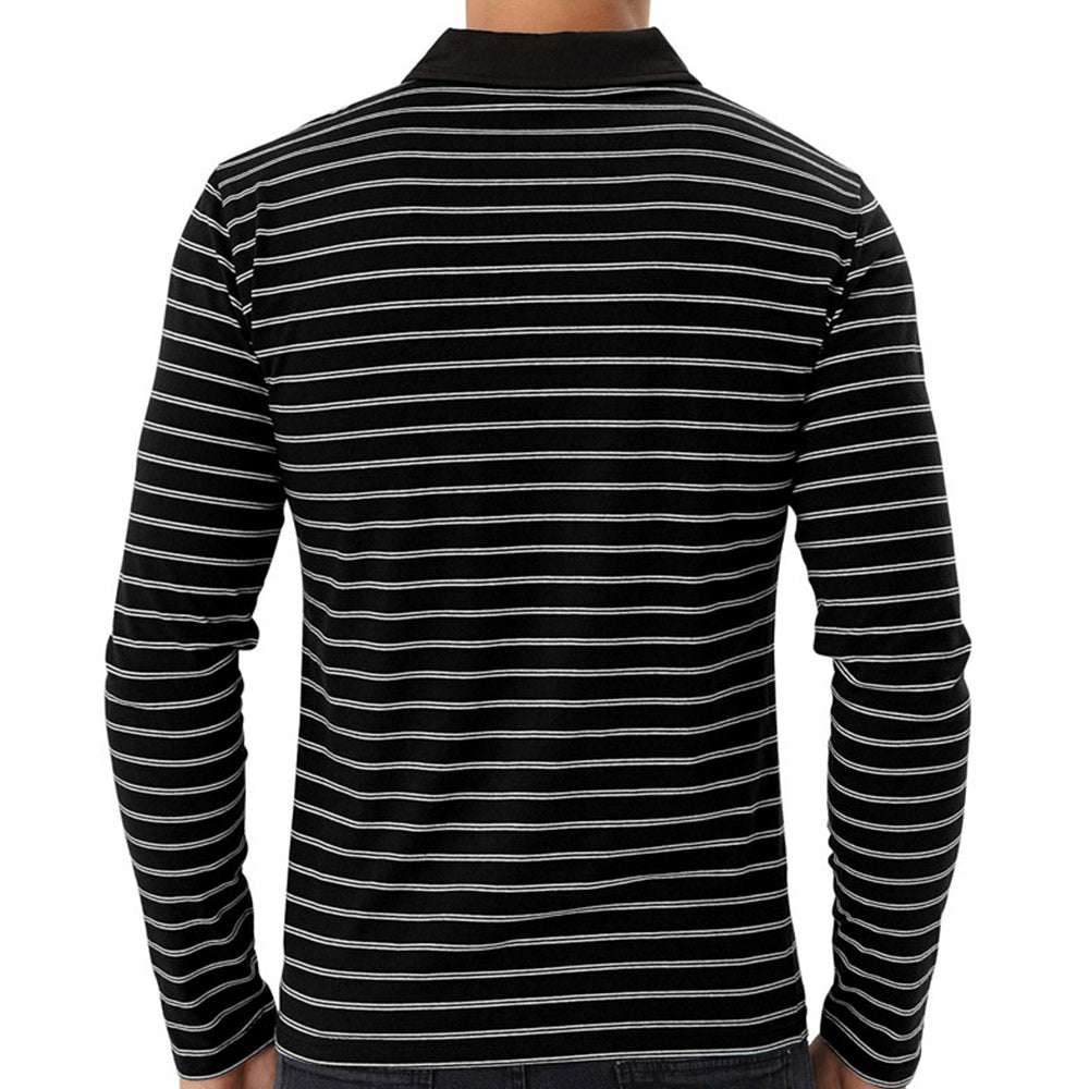 New Men Striped Casual Breathable Long Sleeve Polo Shirt New Men Striped Casual Breathable Long Sleeve Polo Shirt