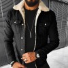 New winter lambswool style thickened denim jacket for men