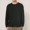 Men's basic solid color cotton round neck loose long-sleeved bottoming shirt