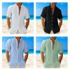 Men's New Casual Cotton Linen Stand Collar Short Sleeve Shirt P1068 Men's New Casual Cotton Linen Stand Collar Short Sleeve Shirt P1068