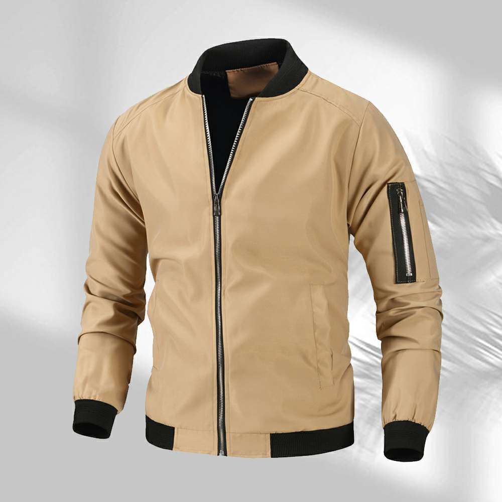 Men's Solid Color Stand Collar Casual Jacket